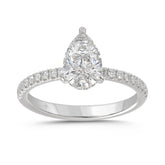 14K WHITE GOLD 1 3/4CT ROUND/PEAR DIAMOND LADIES RING (CENTER STONE PEAR DIAMOND 1 1/2CT)